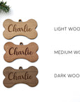 Engraved Wooden Dog Bone Ornament