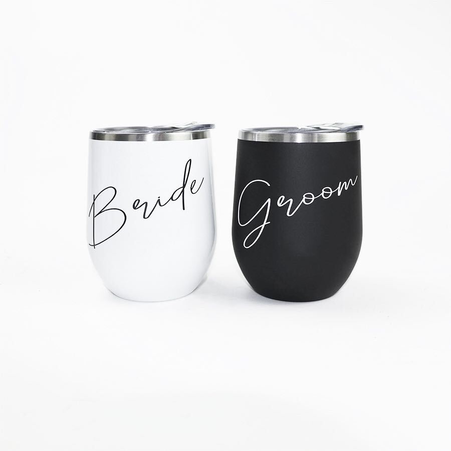 Bride and Groom Stemless Travel Wine Tumblers