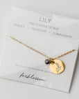 Birth Flower Necklace with Birth Stone | 18k Gold-Plated