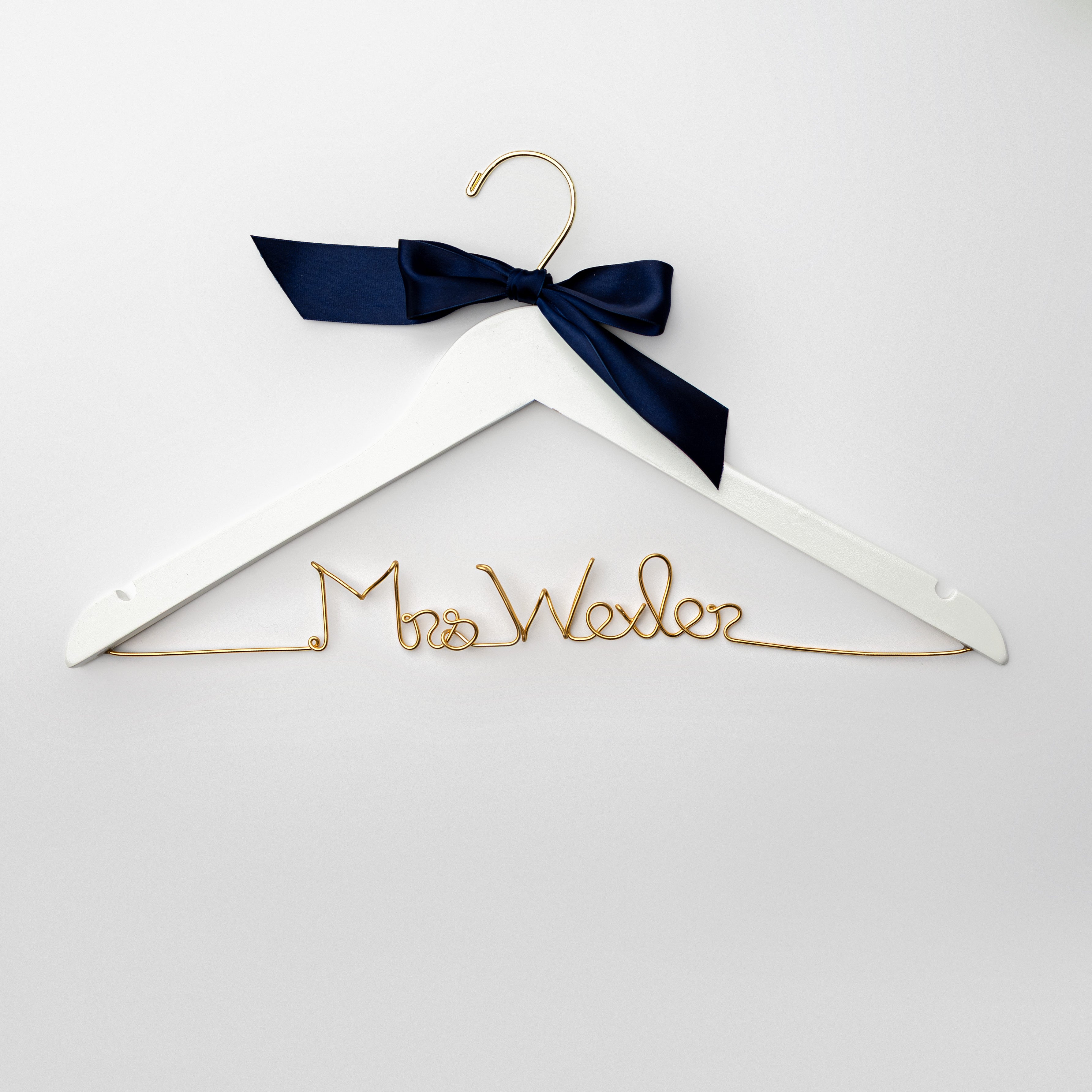 open lace back dress Personalized Bride Hanger with Bow