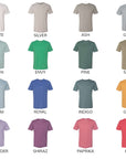 Custom Script bride tee color option chart.