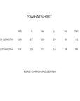 Custom sweatshirt sizing chart