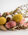a close up image of a dried flower bundle in a white background.