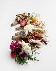 Dried floral bundle side image of 5 of them on a white background.