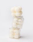 personalized mini bubble candles in clear gift boxes — foxblossom