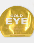 Gold eye pads from Vita Masques featured in their oval shaped gold package with white lettering title and bright pink information underneath the title on a white background.