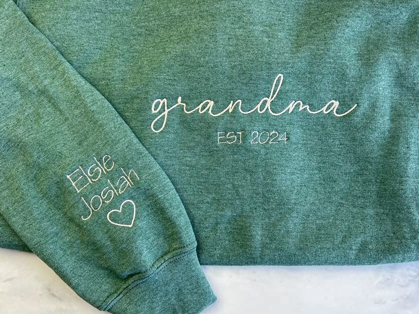 Custom Grandma Embroidered Sweatshirt