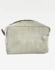 Striped fabric pouch on a white background
