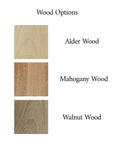 Wooden wall cut out wood options chart in the image.