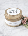 natural soy candles, hand poured small batch candles, travel candles, gold mini candles