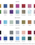 Custom wedding matchbook color option chart.