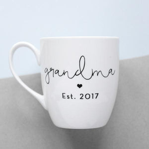 White mug with black grandma text