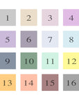 Color chart options displayed in squares and numbers in each square.