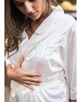 monogrammed bridal robes, wedding morning satin robes, Personalized Embroidered Satin Robe, bridal shower gifts