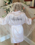 monogrammed bridal robes, wedding morning satin robes, Personalized Embroidered Satin Robe, bridal shower gifts