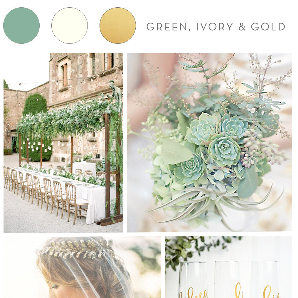 Wedding Inspiration: Green, Ivory & Gold