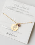 Birth Flower Necklace with Birth Stone | 18k Gold-Plated