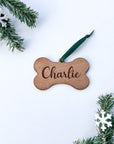 Engraved Wooden Dog Bone Ornament