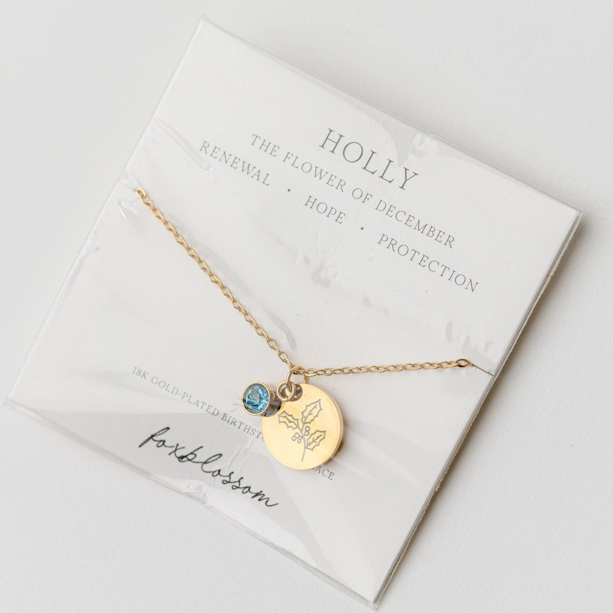 Birth Flower Necklace with Birth Stone | 18k Gold-Plated