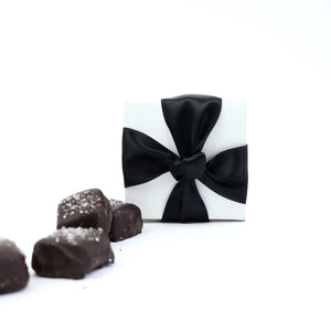 Dark Chocolate Sea Salt Covered Caramels | Black Ribbon