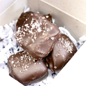 Dark Chocolate Sea Salt Covered Caramels | Black Ribbon