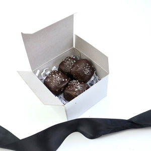 Dark Chocolate Sea Salt Covered Caramels | Black Ribbon