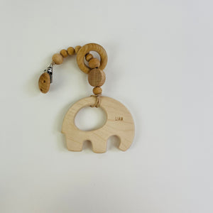 Personalized Elephant Wooden Baby Rattle