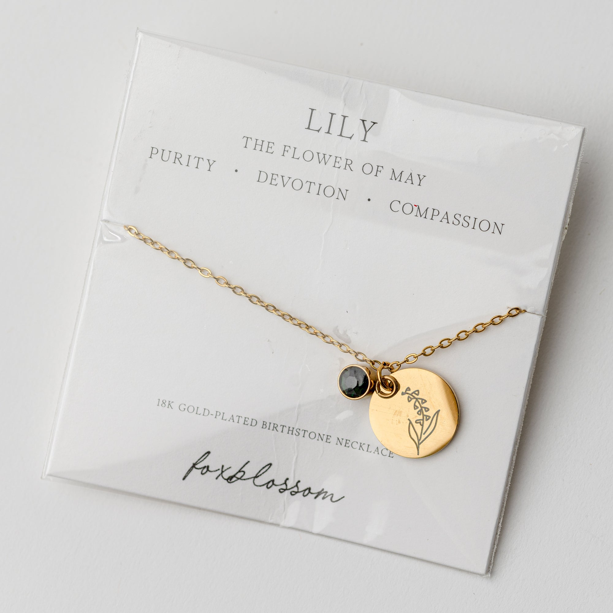 Birth Flower Necklace with Birth Stone | 18k Gold-Plated