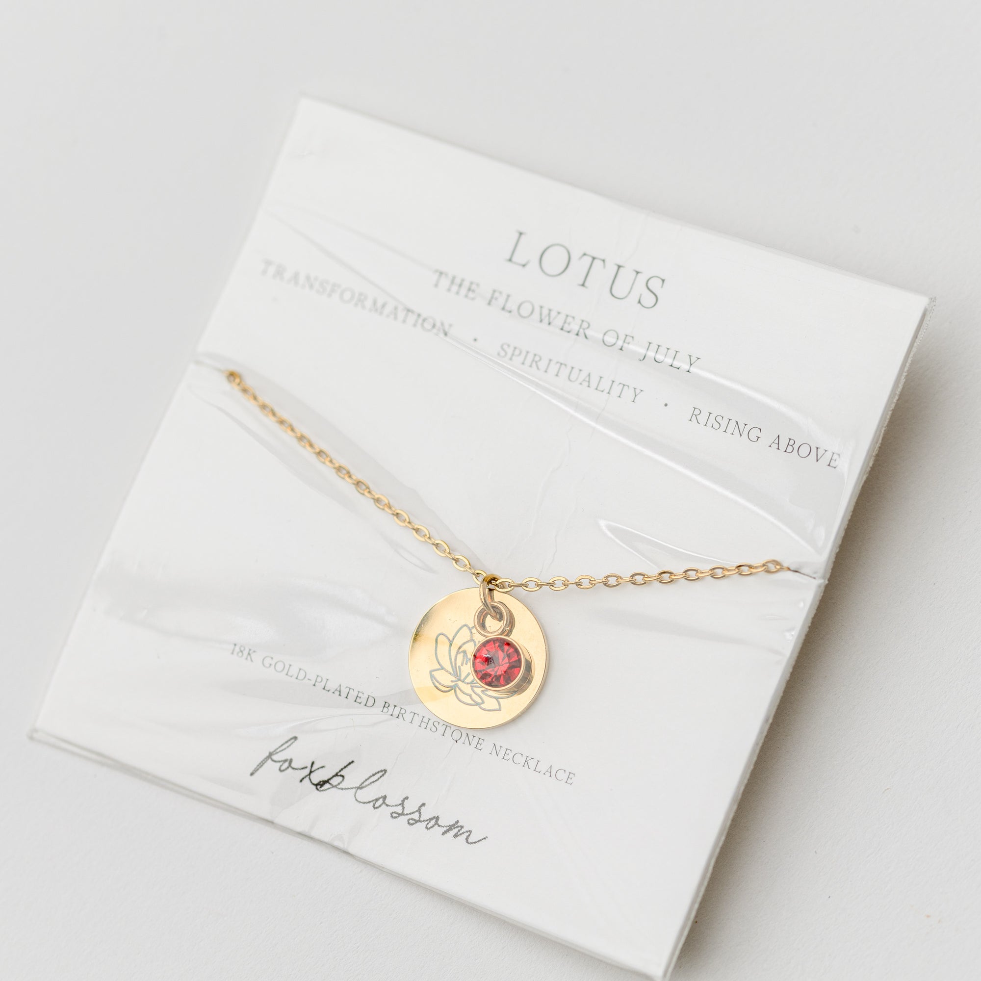 Birth Flower Necklace with Birth Stone | 18k Gold-Plated
