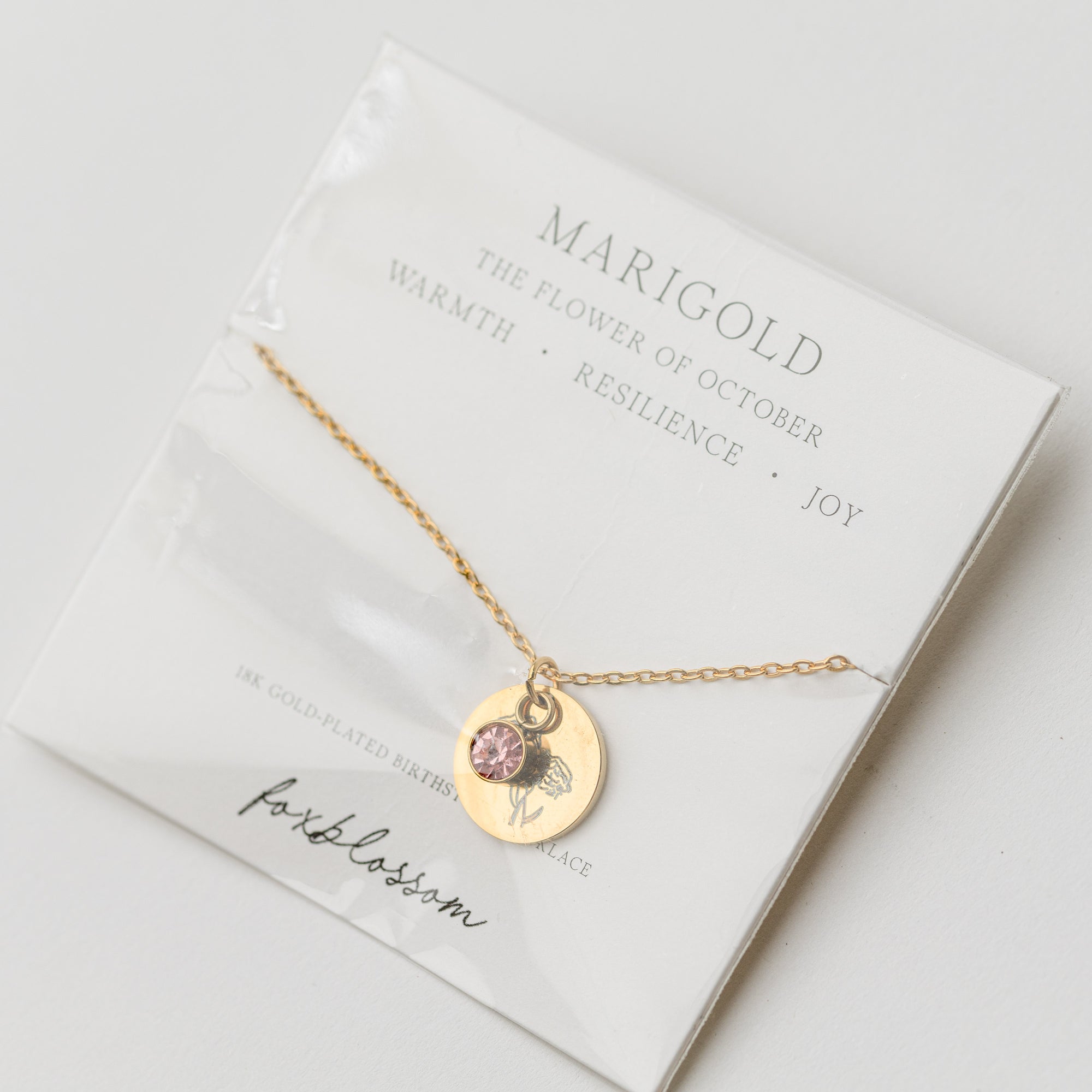 Birth Flower Necklace with Birth Stone | 18k Gold-Plated