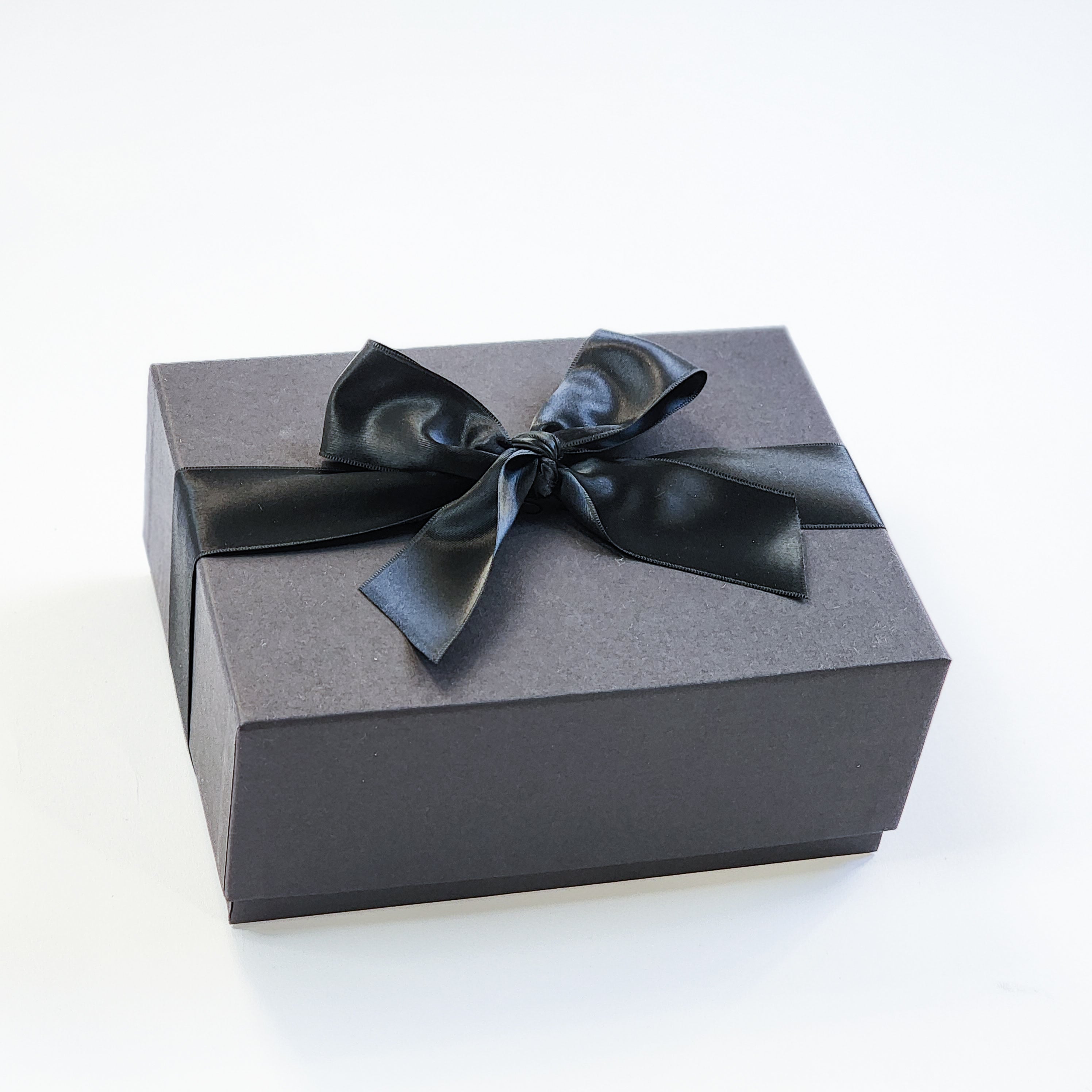 Personalised Silver Gift Box With Black Ribbon Bow 