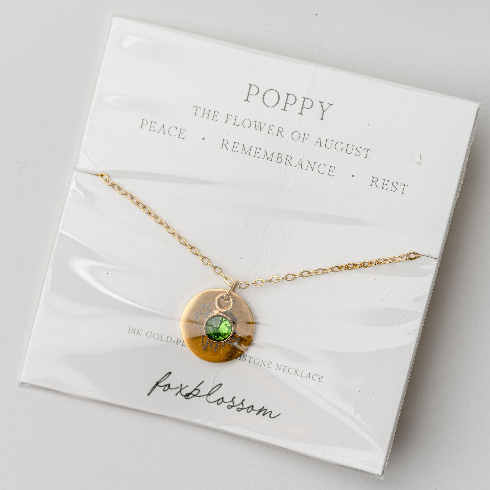 Birth Flower Necklace with Birth Stone | 18k Gold-Plated