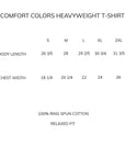 comfort color tee sizing chart information chart in image.