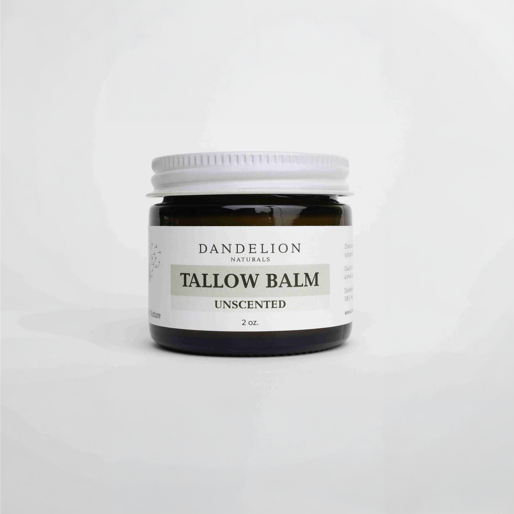 Jar of Dandelion Naturals Tallow Balm on a white background