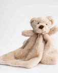 light brown plush blankie teddy bear a white background