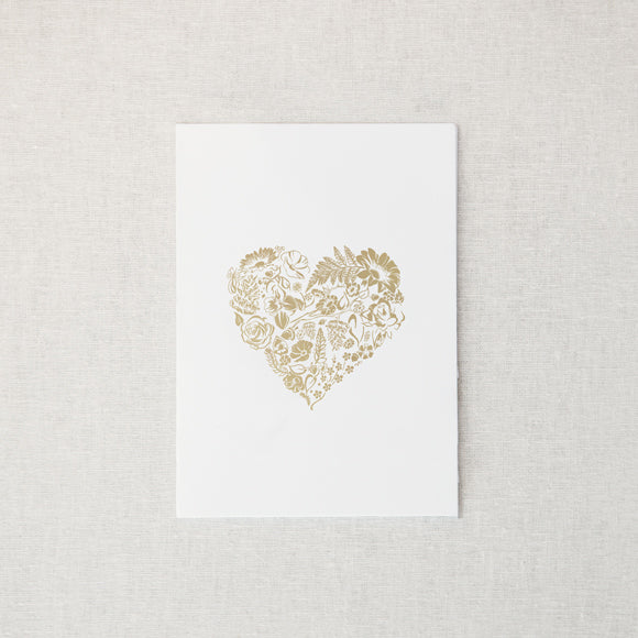 Floral Heart Greeting Card front view white background botanical heart illustration love card.