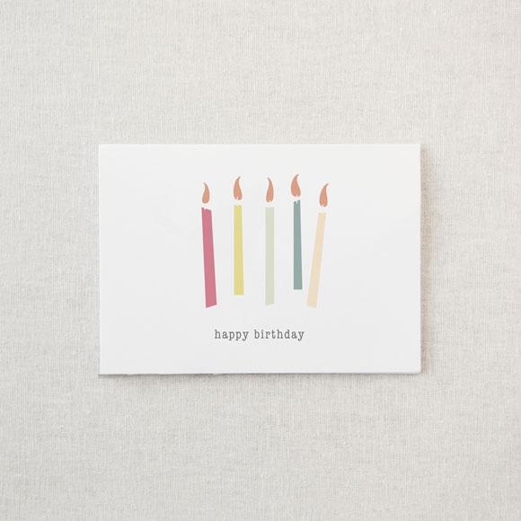 Happy Birthday Card with Candles front view white background festive illustrated birthday candle card.