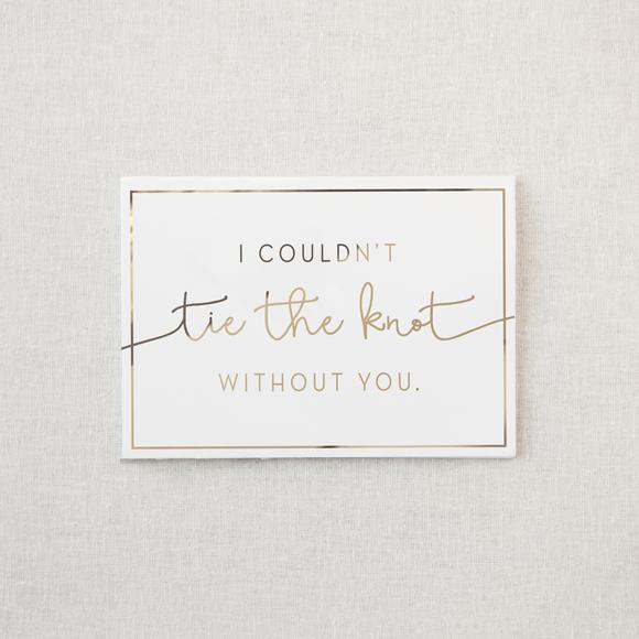 Tie The Knot Greeting Card front view white background elegant wedding engagement congratulations card.