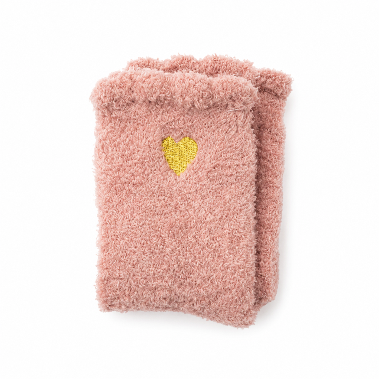 Cozy Heart socks with the heart in gold and the sock in color pink.
