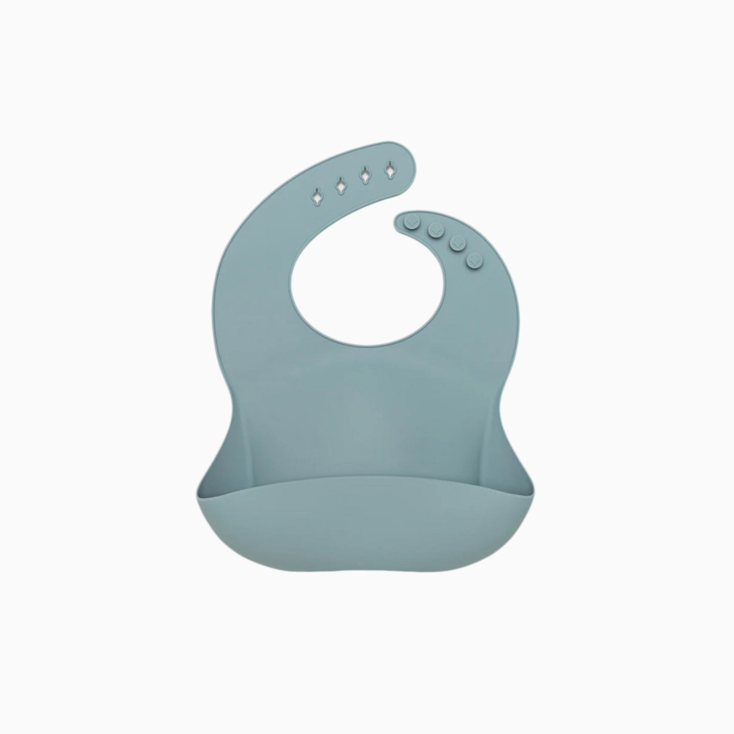 Le petite bebe blue silicone bib on a white background.