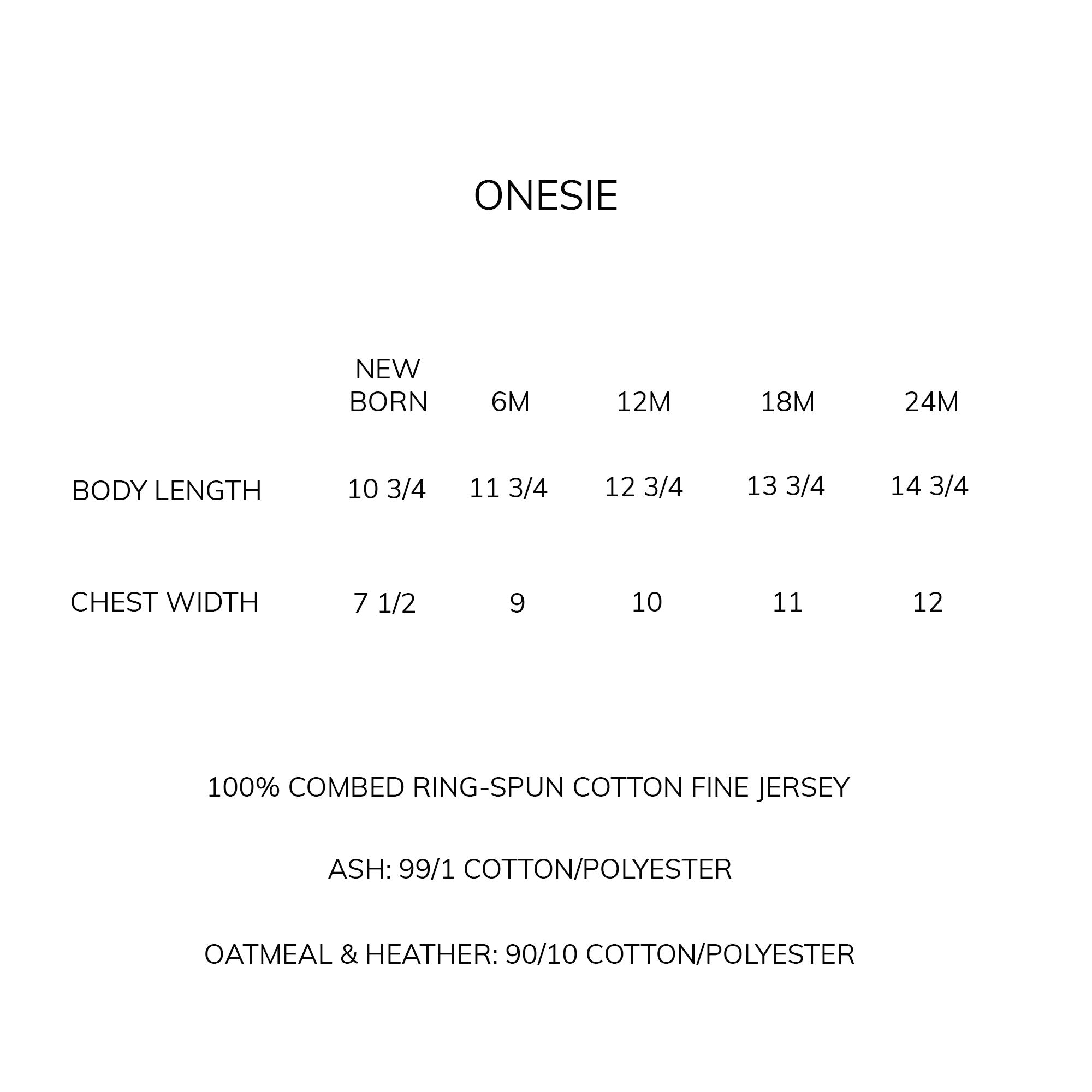 Personalized onesie size chart image featured. 