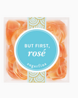 Packaged candy with 'But First, Rosé' and Sugarfina branding on a white background