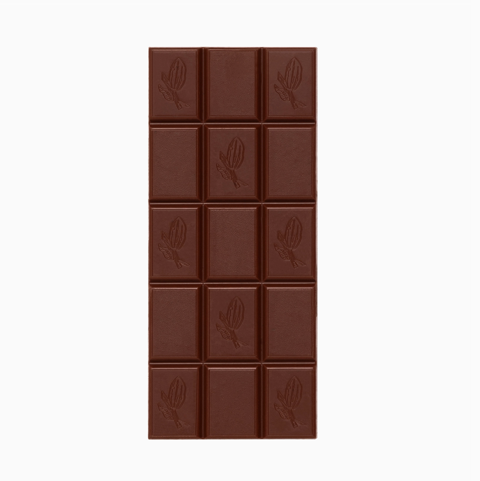 Sugarfina chocolate bar with embossed cocoa bean design on a white background