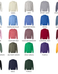 Custom sweatshirt color options chart. 