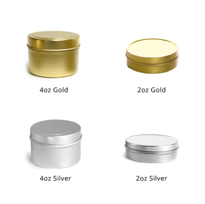 tin size and color chart for personalized candle favor. 