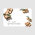 White gift card with script "Foxblossom co" in lower left corner and design of brown paper wrapped presents with evergreen branches.