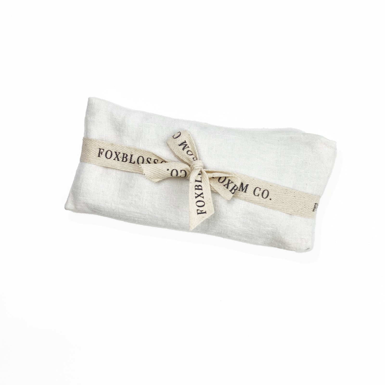White, Washed linen, 8.5" x 4", weighted eye pillow, Silk case filled with flaxseed and lavender.
