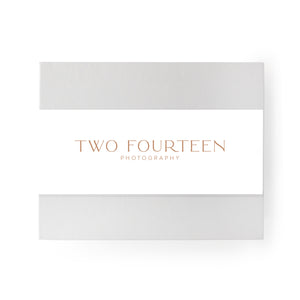 Two Fourteen Photography Custom Logo Box Band and Insert Card