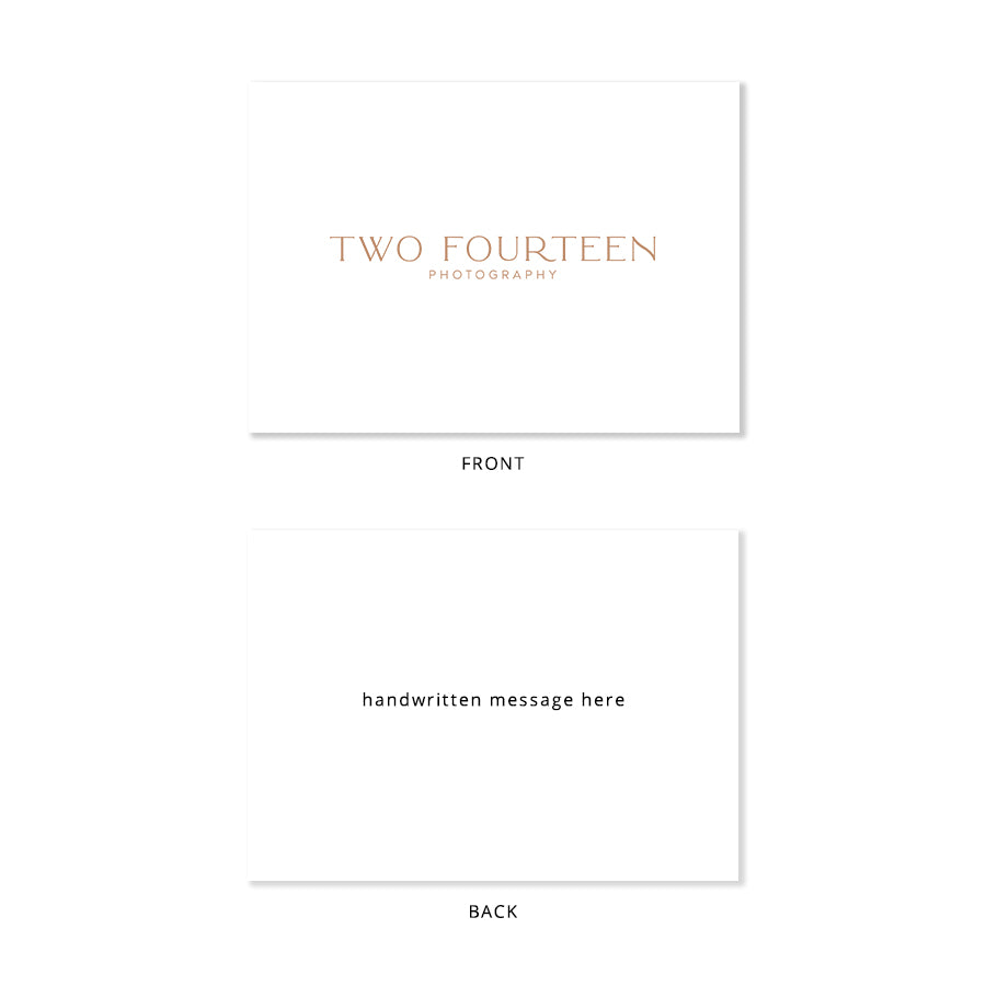 Two Fourteen Photography Custom Logo Box Band and Insert Card