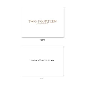Two Fourteen Photography Custom Logo Box Band and Insert Card